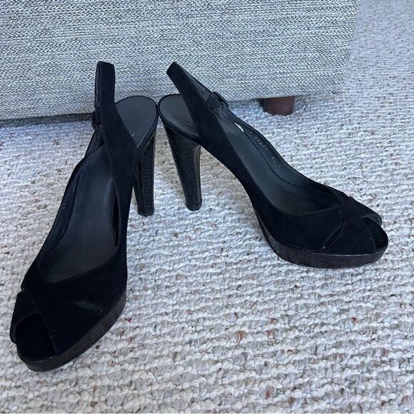 Stuart Weitzman Suede Leather Slingback Sandals - Picture 7 of 11